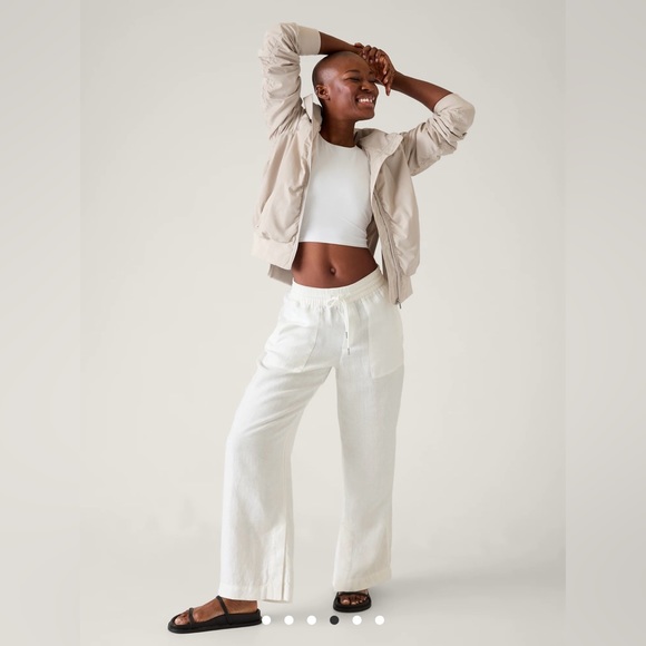 Athleta Retreat Wide Leg Linen Pant // Calla Lily - Picture 5 of 16